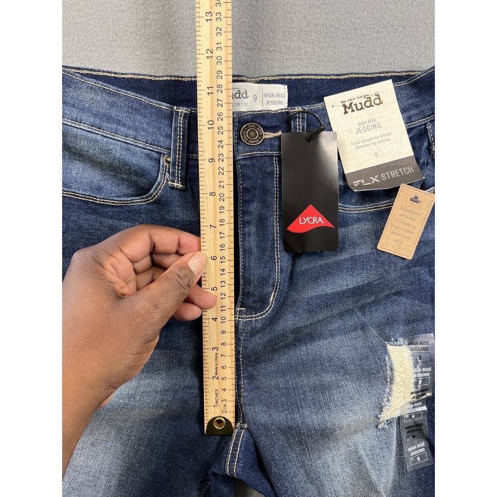 Mudd Women's Jeggings Size 9 Blue Denim High Rise Distressed Stretch New - Picture 8 of 8